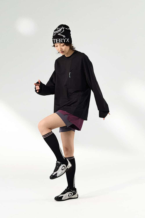 Quick-Dry Zip Pocket Long-Sleeve T-Shirt - Black