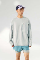 Quick-Dry Zip Pocket Long-Sleeve T-Shirt - Light Gray