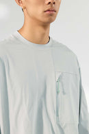 Quick-Dry Zip Pocket Long-Sleeve T-Shirt - Light Gray