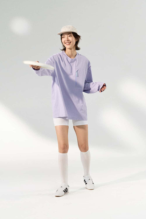 Quick-Dry Zip Pocket Long-Sleeve T-Shirt - Light Purple