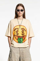 Smiley Graphic Boxy T-Shirt - Apricot