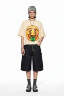 Smiley Graphic Boxy T-Shirt - Apricot