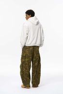 Fleece Two-Way Zip Hoodie - Flower Gray