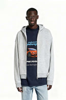 Relaxed Fleece Zip Hoodie - Flower Gray