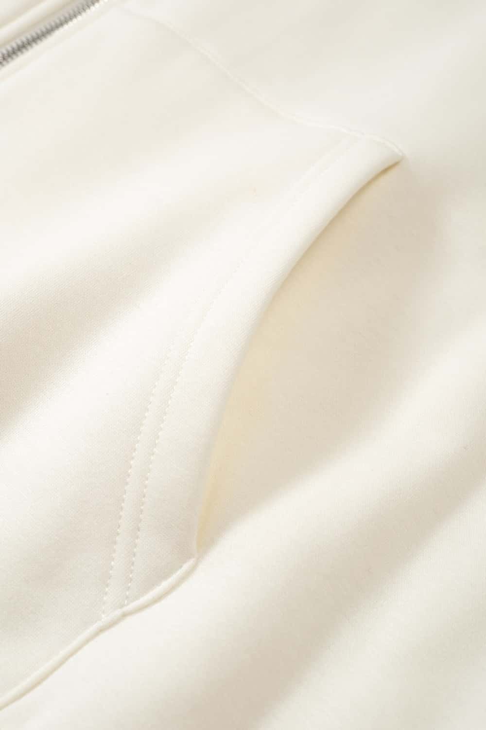 Relaxed Fleece Zip Hoodie - White