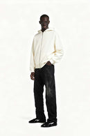 Relaxed Fleece Zip Hoodie - White
