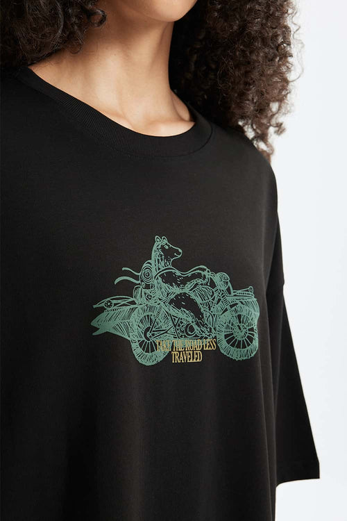 Motorcycle Graphic Heavyweight T-Shirt - Black
