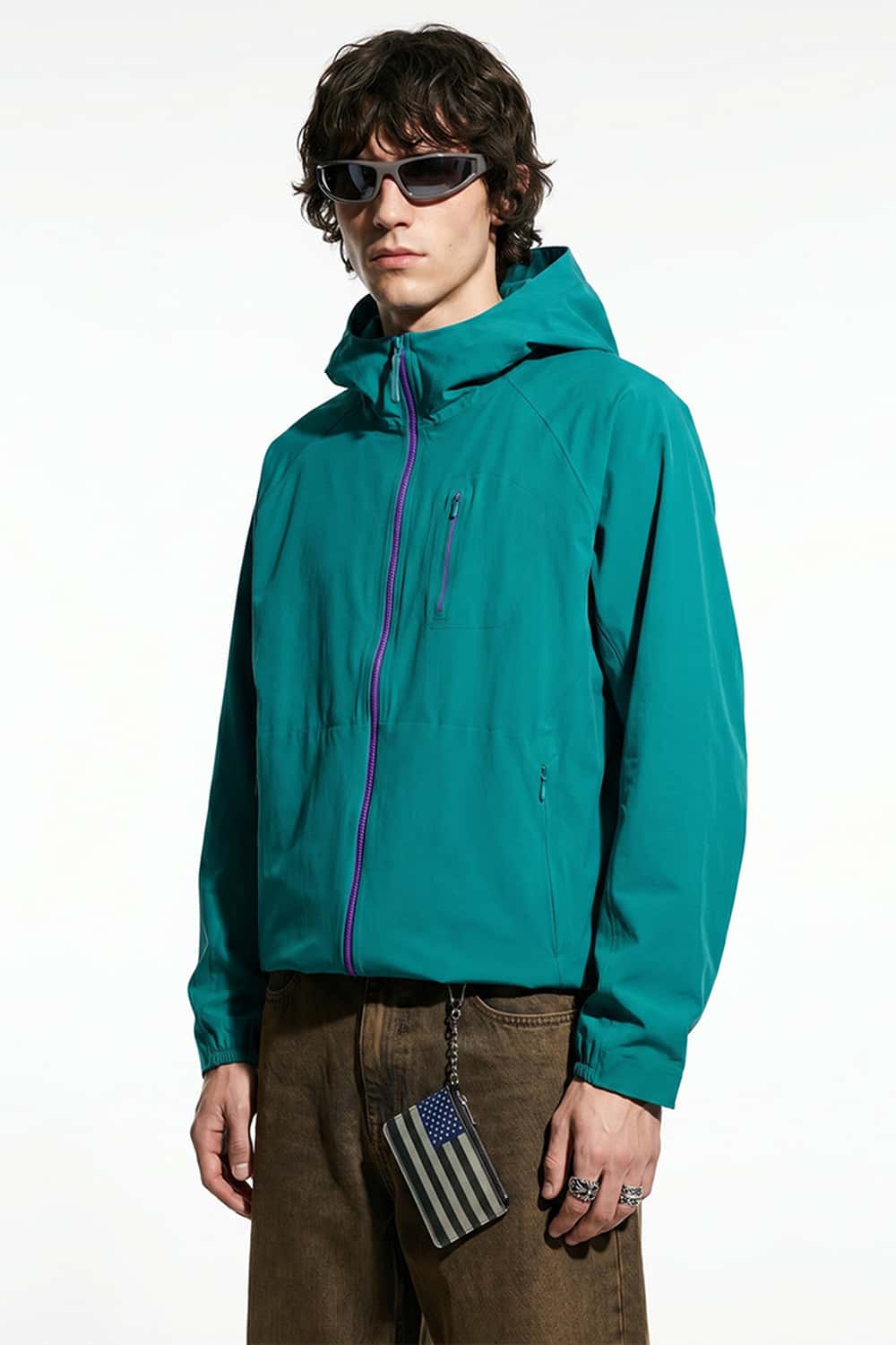 Sun-Cover Hooded Zip Jacket - Blue