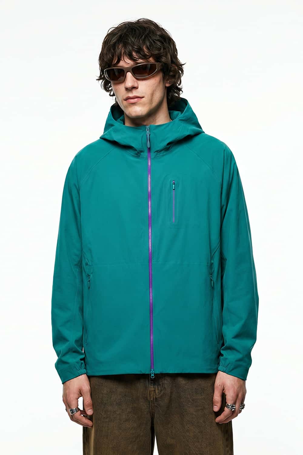 Sun-Cover Hooded Zip Jacket - Blue