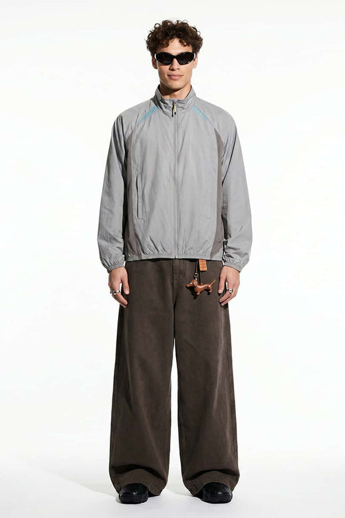 Lightweight Paneled Track Jacket - Gray