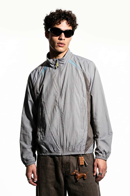 Lightweight Paneled Track Jacket - Gray