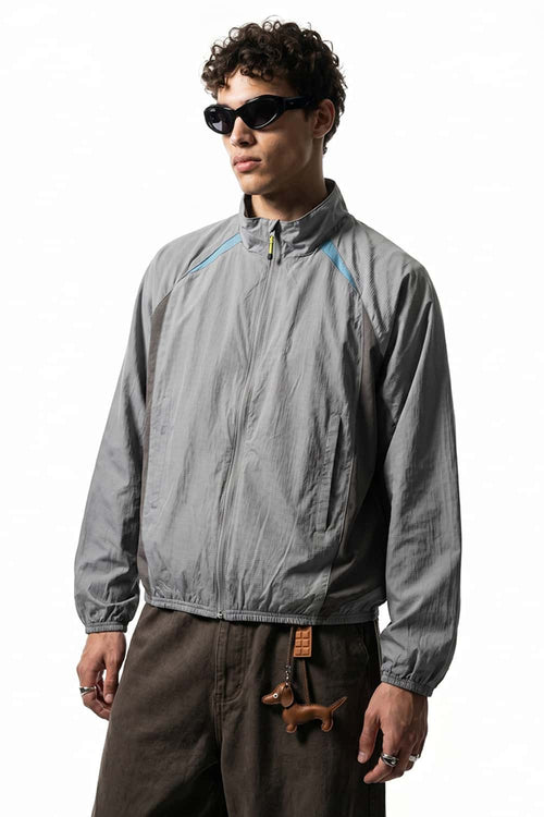 Lightweight Paneled Track Jacket - Gray
