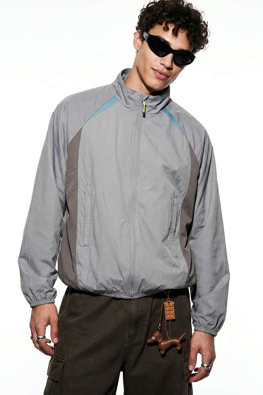Lightweight Paneled Track Jacket - Gray