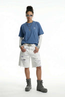 Quick-Dry Contrast Seam T-Shirt - Grayish Blue