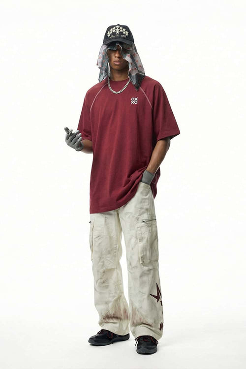 Quick-Dry Contrast Seam T-Shirt - Red