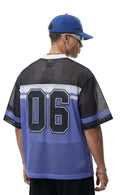 Mesh Number Graphic V-Neck Jersey - Purple