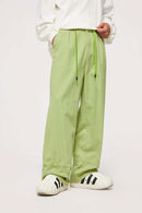 Cotton Twill Drawstring Wide-Leg Pants - Light Green