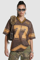 Star Graphic Mesh Jersey T-Shirt - Orange