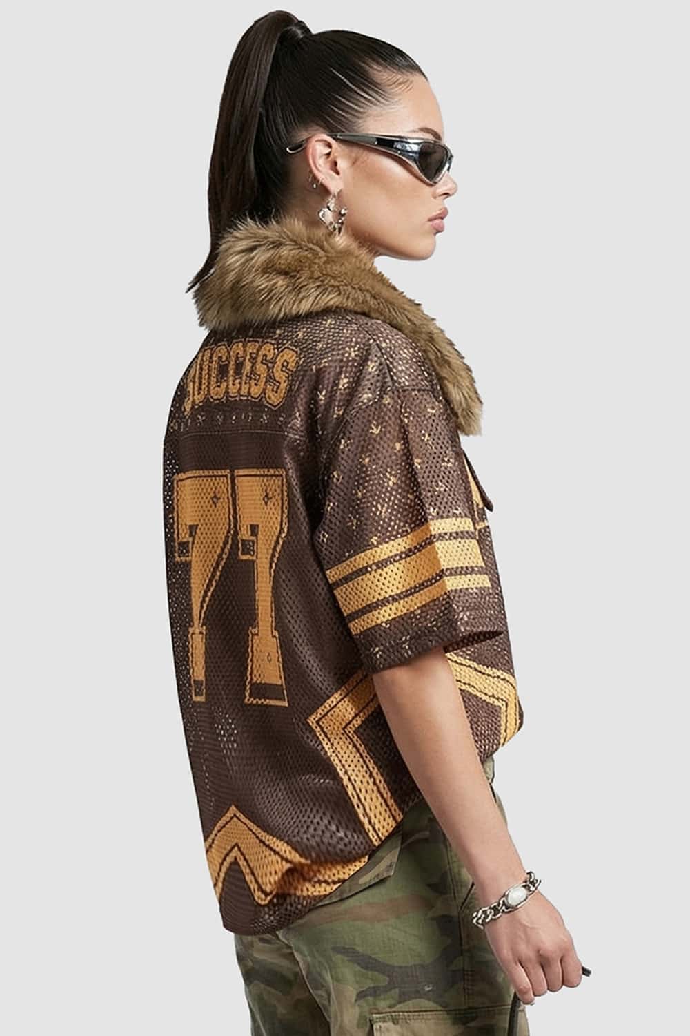Star Graphic Mesh Jersey T-Shirt - Orange