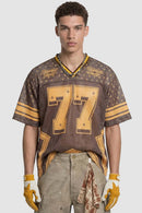 Star Graphic Mesh Jersey T-Shirt - Orange