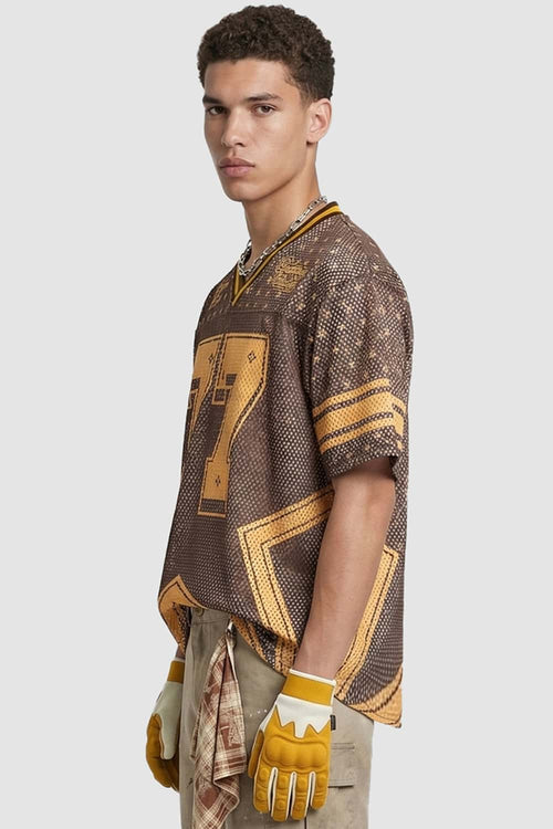 Star Graphic Mesh Jersey T-Shirt - Orange