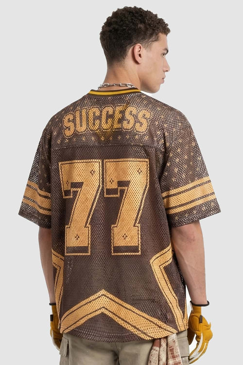Star Graphic Mesh Jersey T-Shirt - Orange