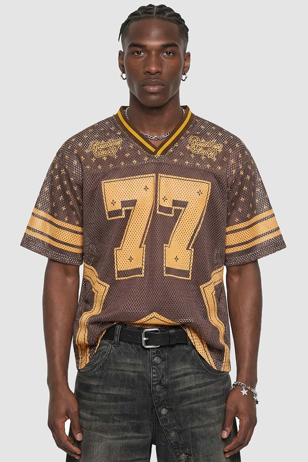 Star Graphic Mesh Jersey T-Shirt - Orange