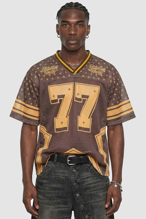 Star Graphic Mesh Jersey T-Shirt - Orange