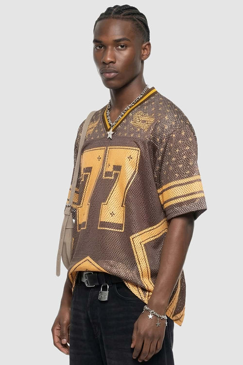 Star Graphic Mesh Jersey T-Shirt - Orange