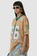 Loose Fit Mesh Baseball Jersey - Orange