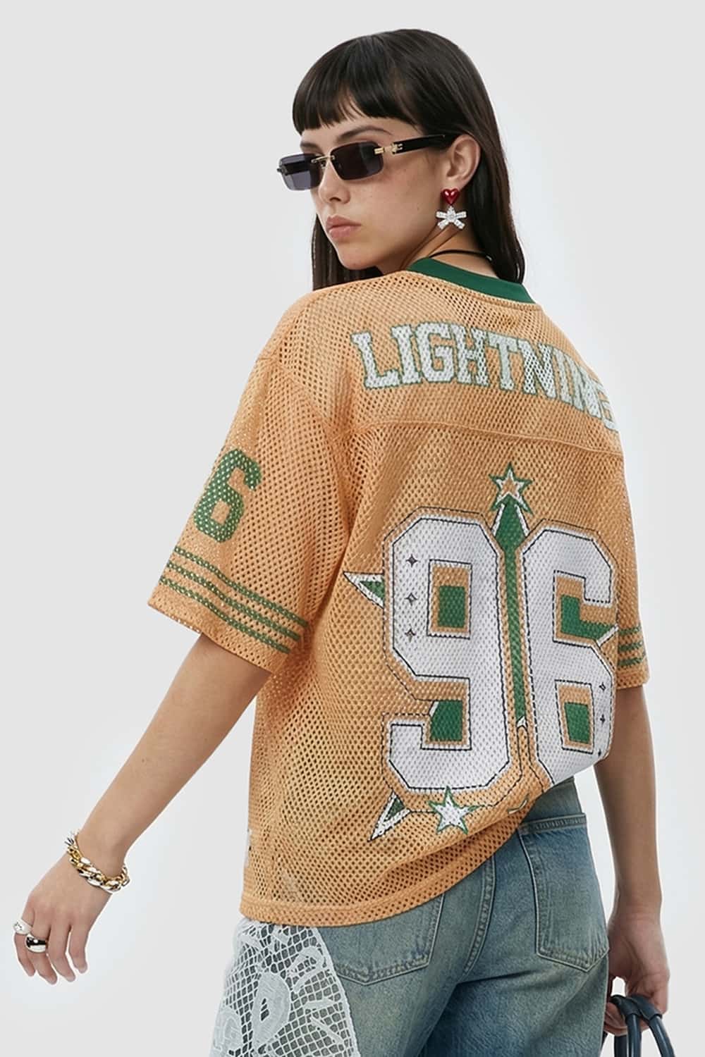 Loose Fit Mesh Baseball Jersey - Orange