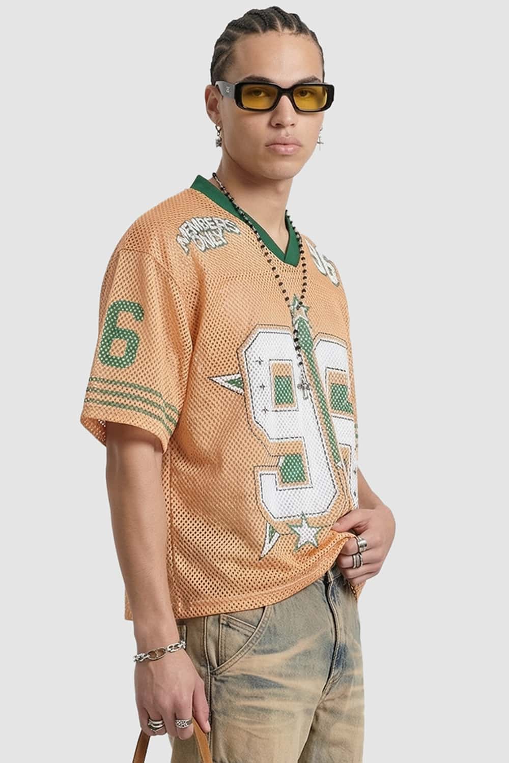 Loose Fit Mesh Baseball Jersey - Orange