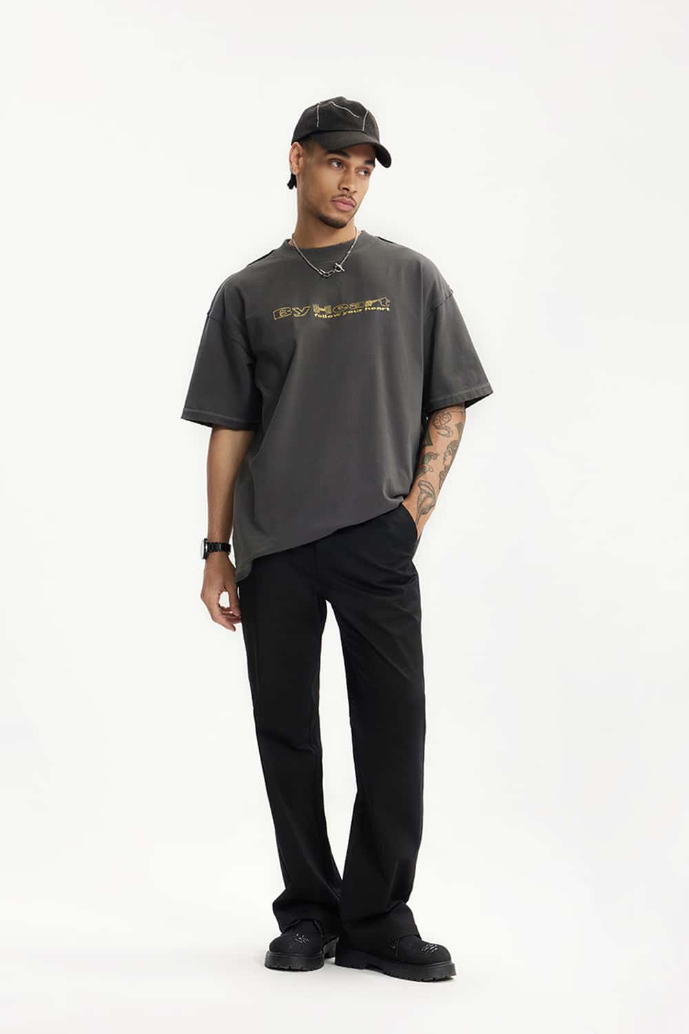 Stretch Twill Slim Flare Pants - Black