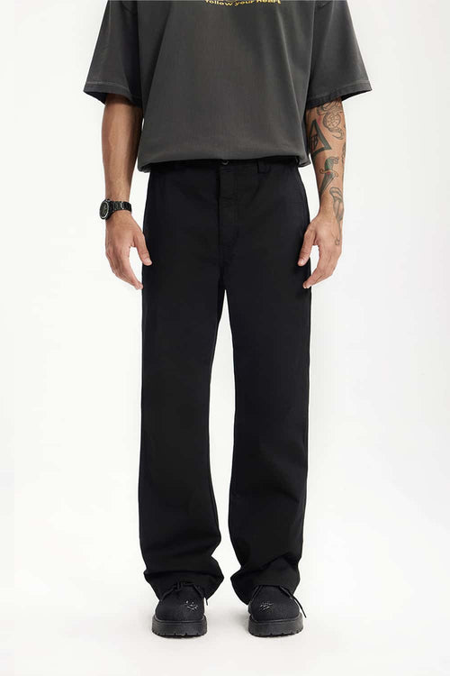 Stretch Twill Slim Flare Pants - Black