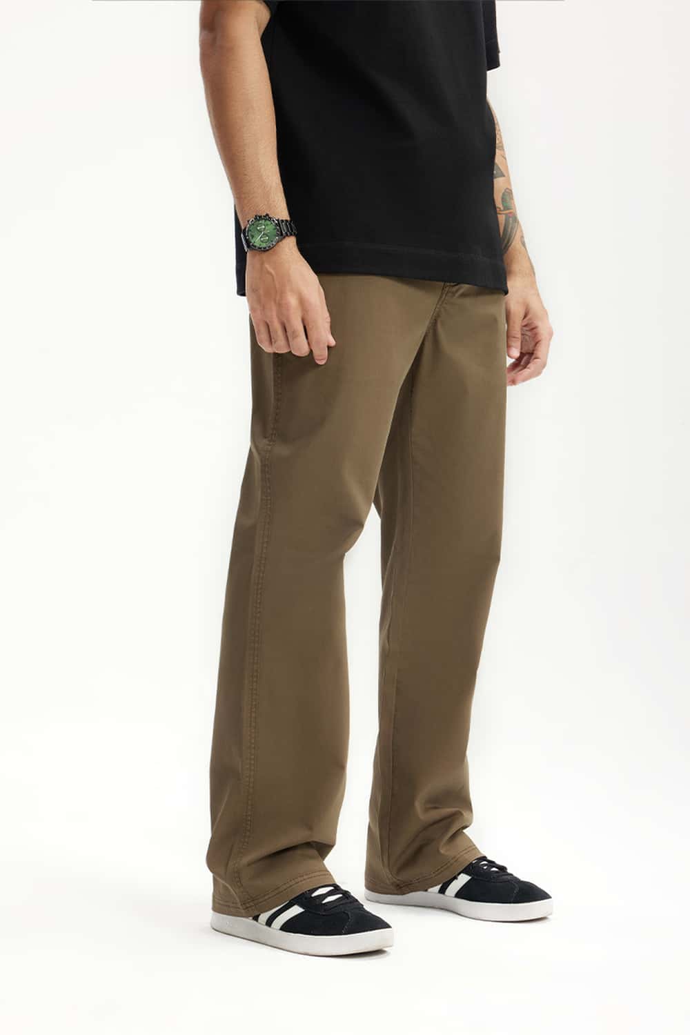 Stretch Twill Slim Flare Pants - Dark Khaki