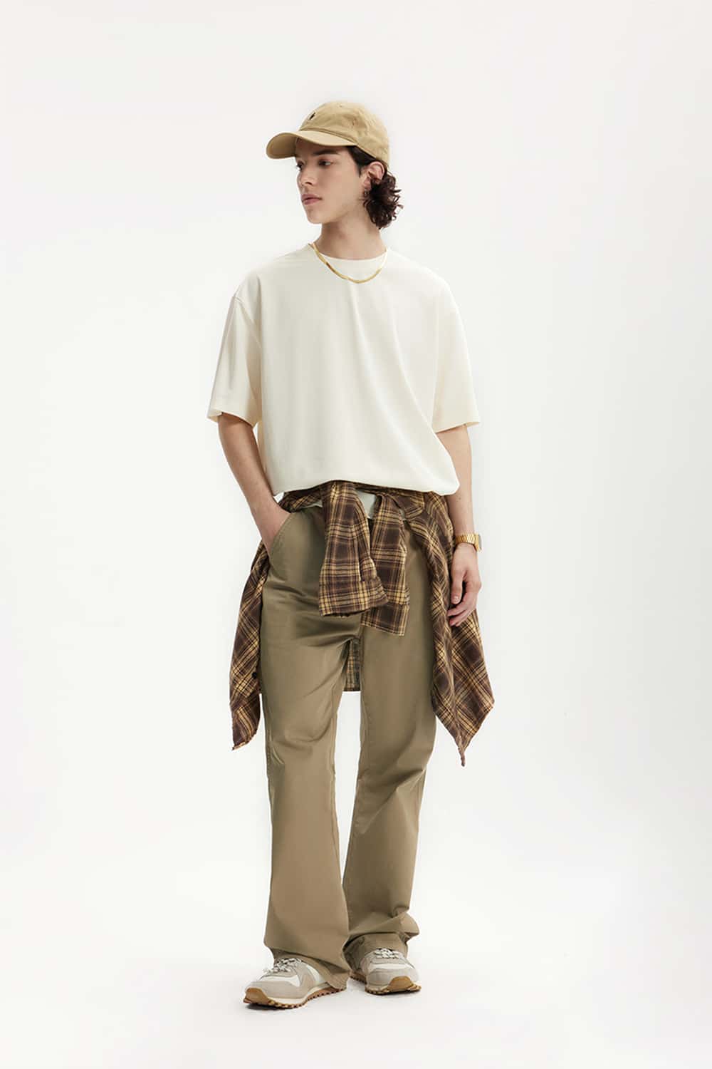 Stretch Twill Slim Flare Pants - Khaki
