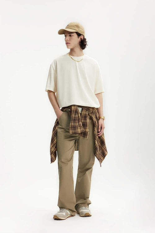 Stretch Twill Slim Flare Pants - Khaki