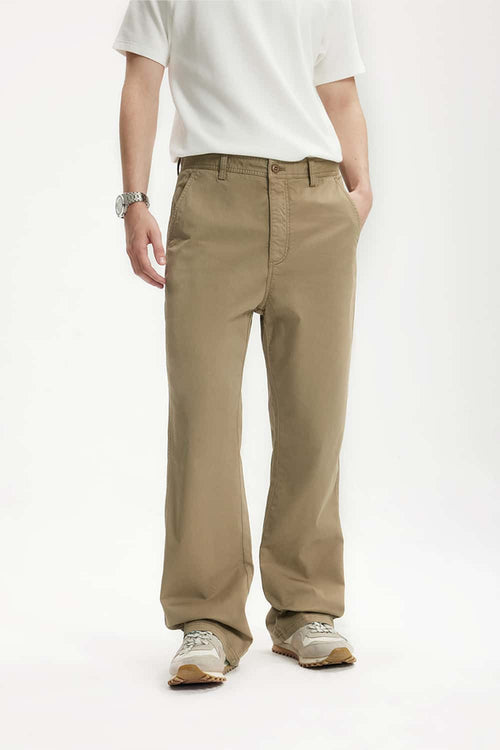 Stretch Twill Slim Flare Pants - Khaki