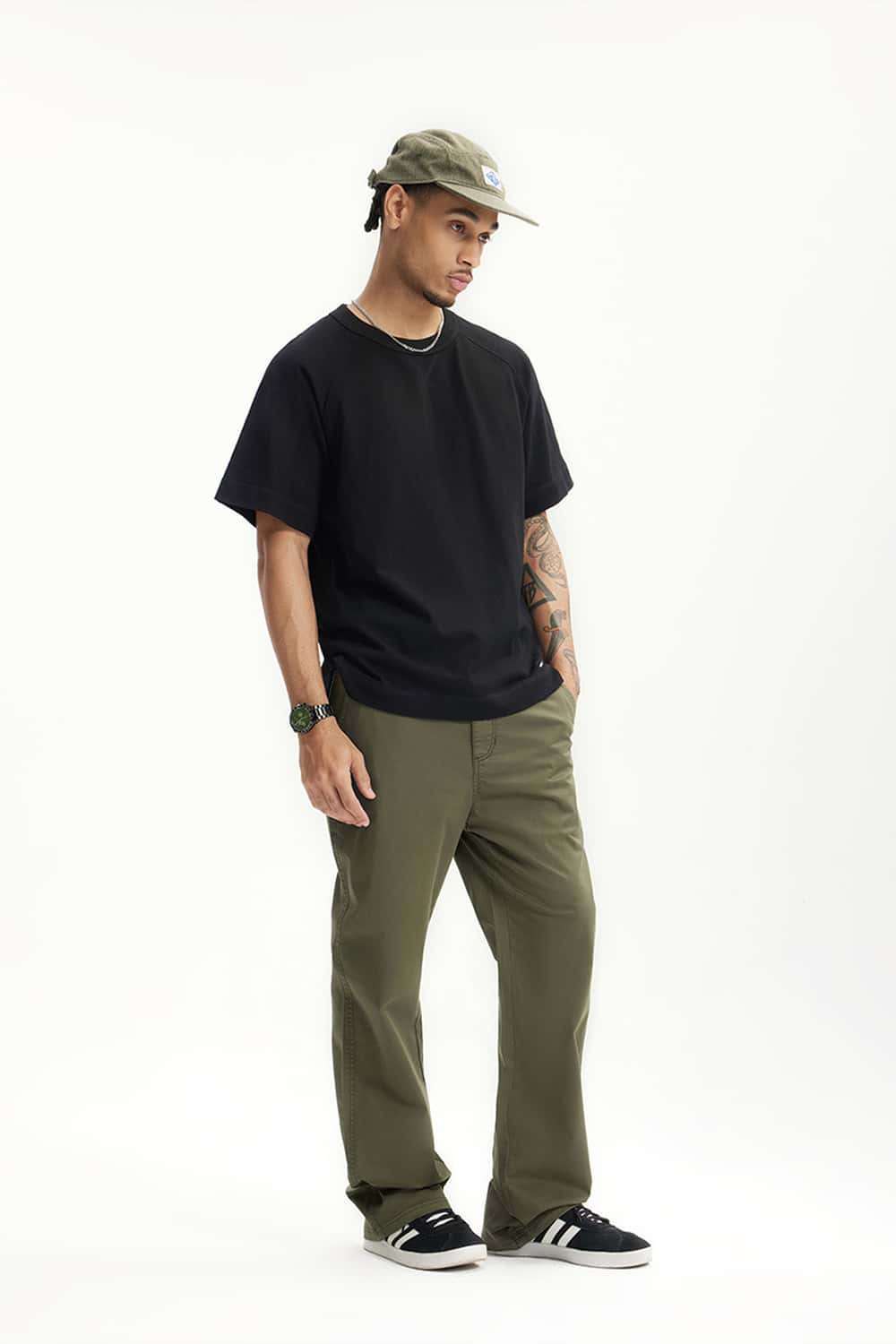 Stretch Twill Slim Flare Pants - Olive