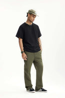 Stretch Twill Slim Flare Pants - Olive