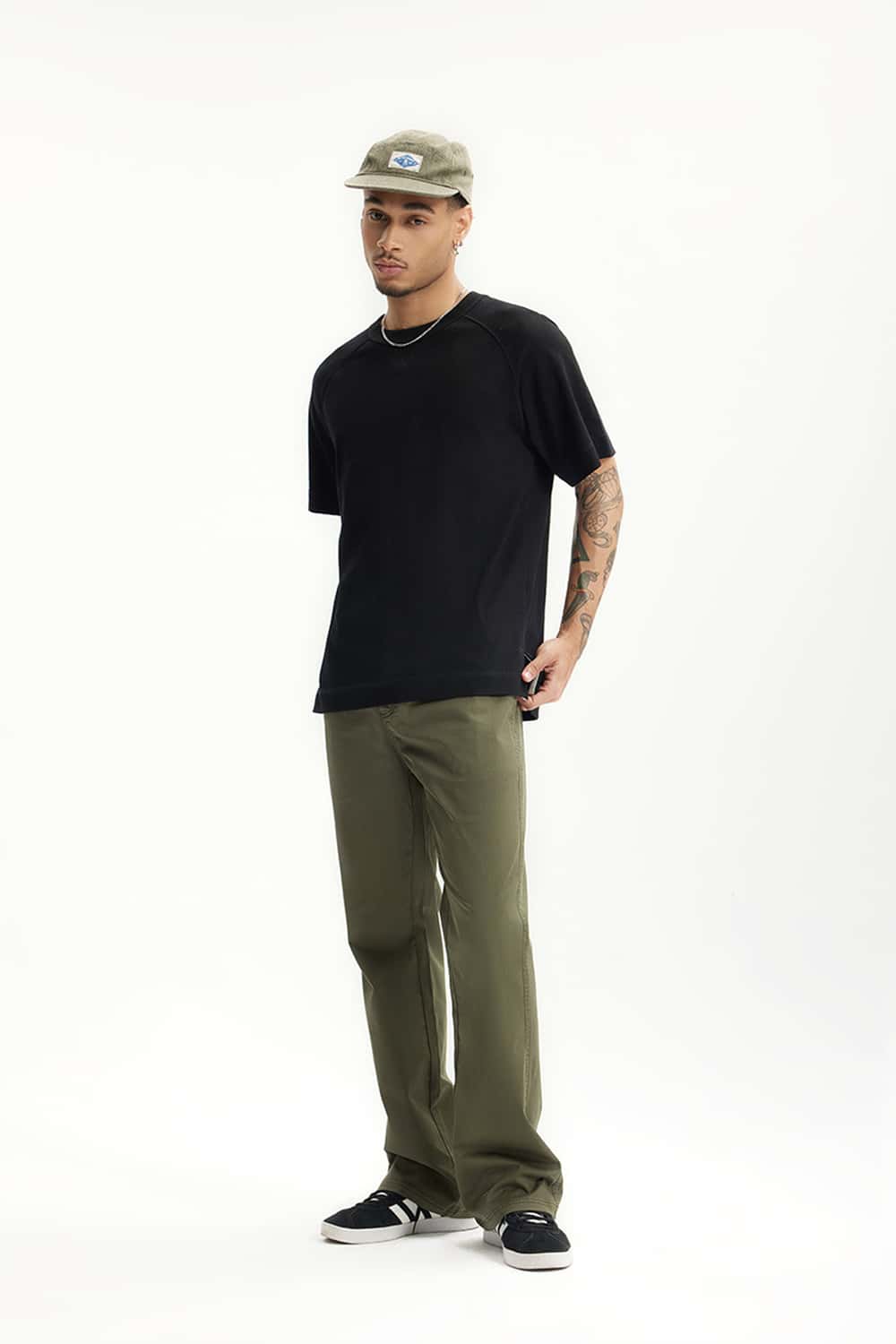Stretch Twill Slim Flare Pants - Olive