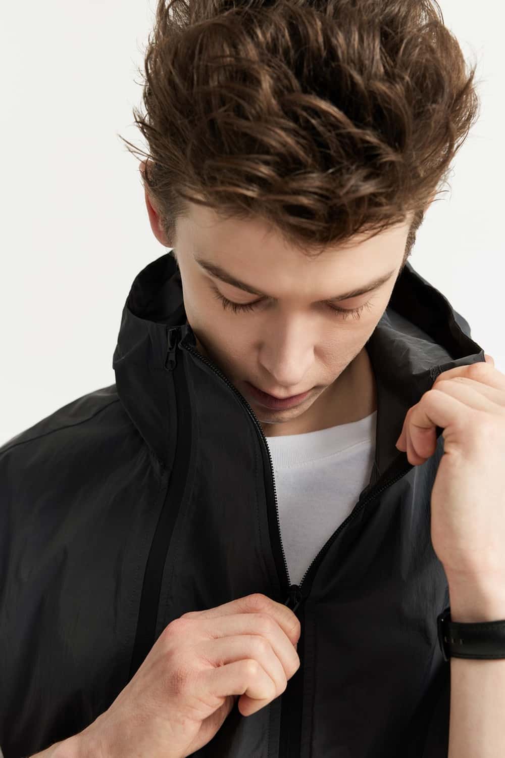 Hooded Nylon Utility Vest - Black