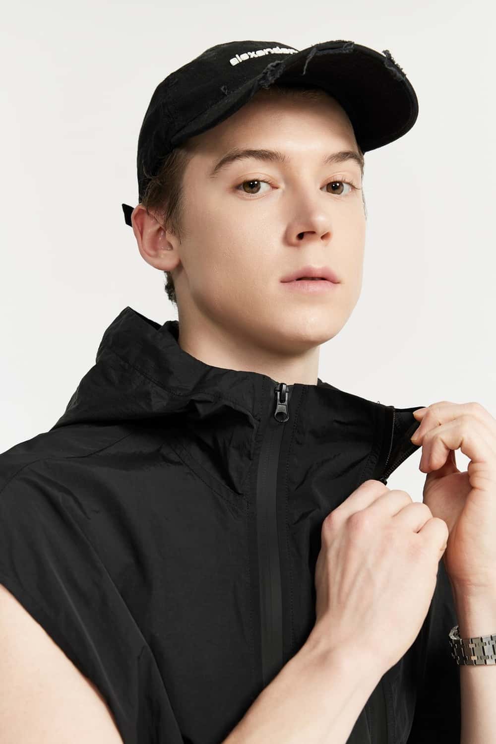 Hooded Nylon Utility Vest - Black