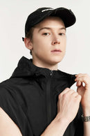 Hooded Nylon Utility Vest - Black