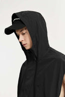 Hooded Nylon Utility Vest - Black