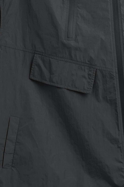 Hooded Nylon Utility Vest - Dark Gray