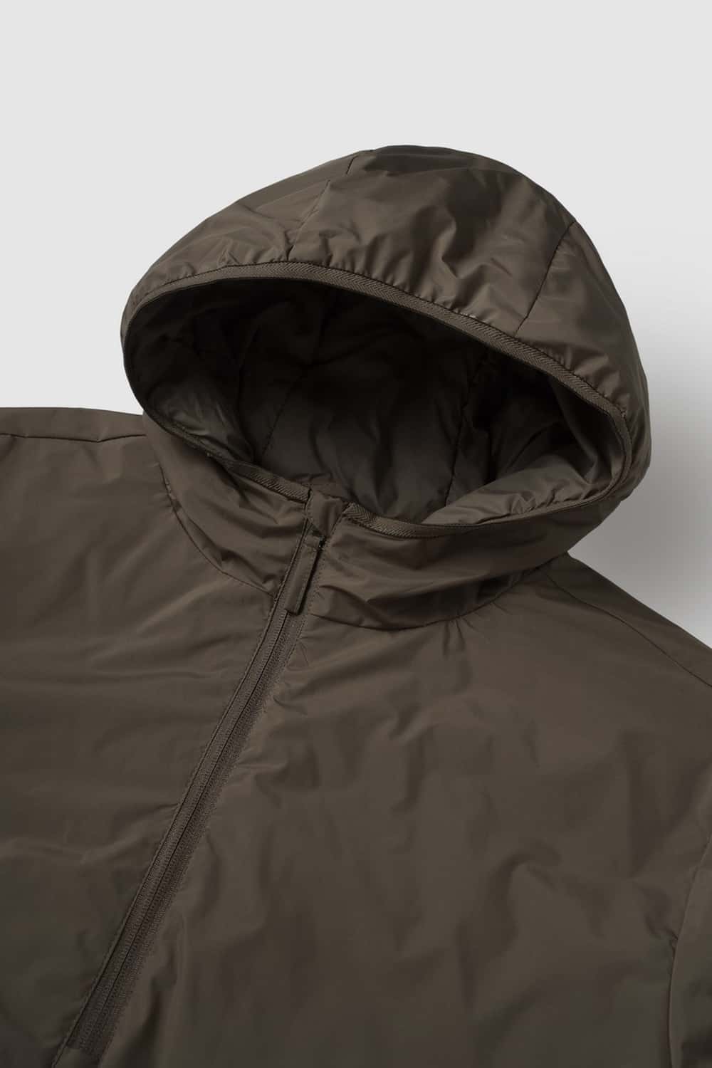 Water-Repellent Half-Zip Hooded Jacket - Brown
