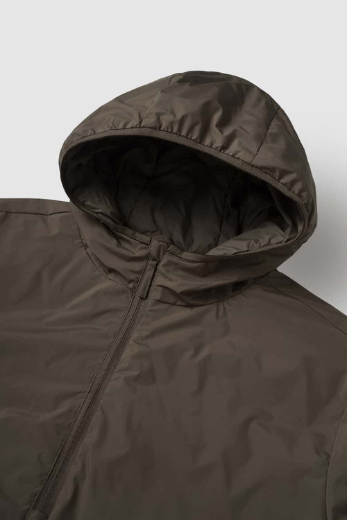 Water-Repellent Half-Zip Hooded Jacket - Brown