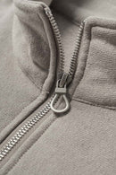 Loose Fit Fleece Half-Zip Sweatshirt - Khaki