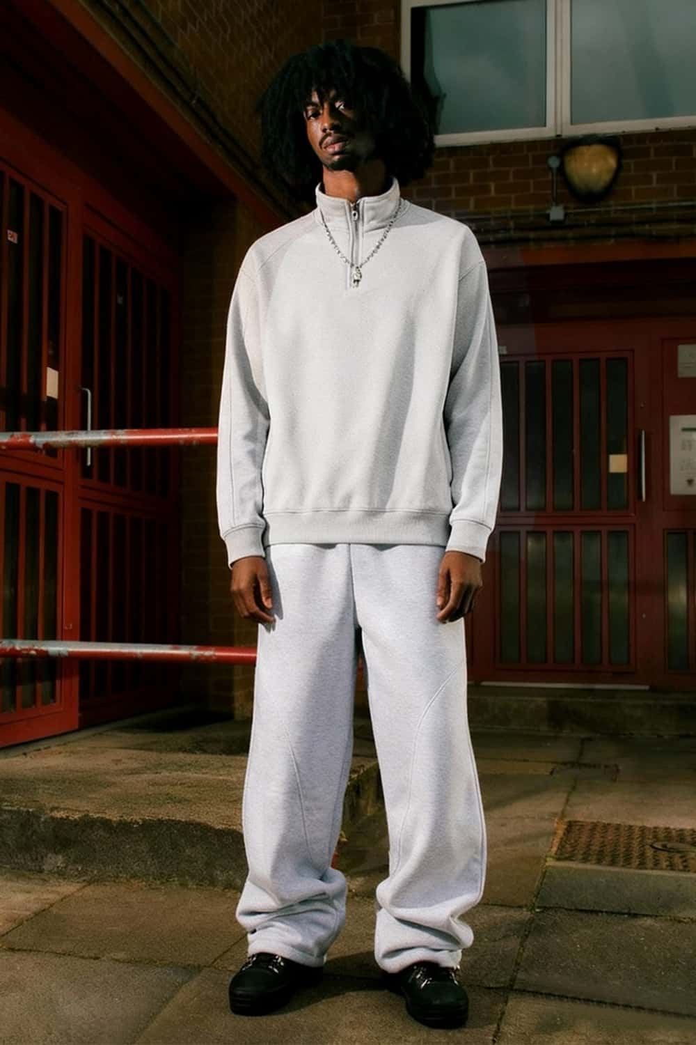 Loose Fit Fleece Half-Zip Sweatshirt - Wheaten